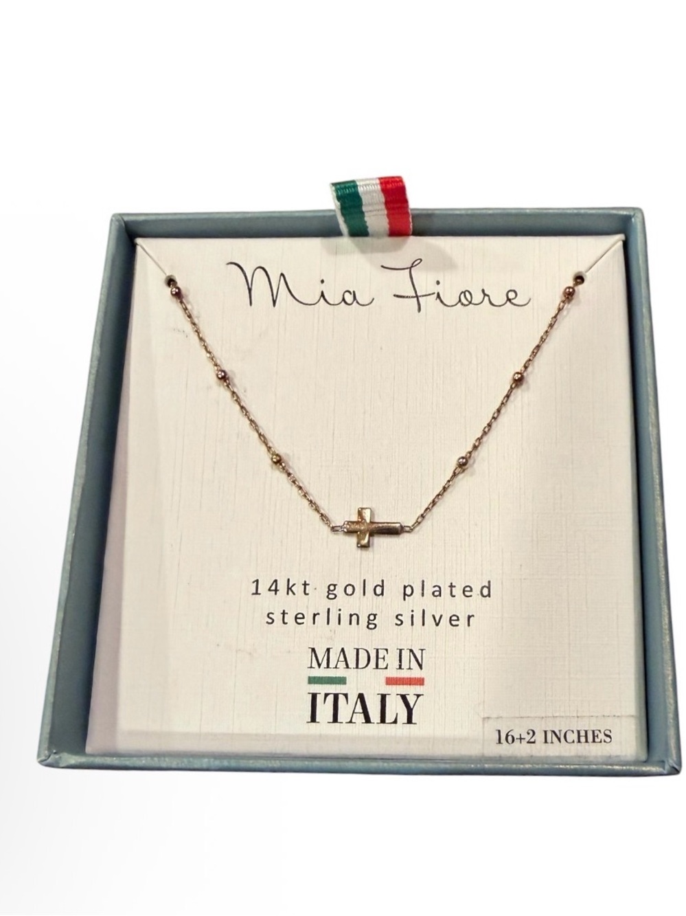 Mia Fiore Gold Over Sterling Silver Cross Necklace 16-18" new